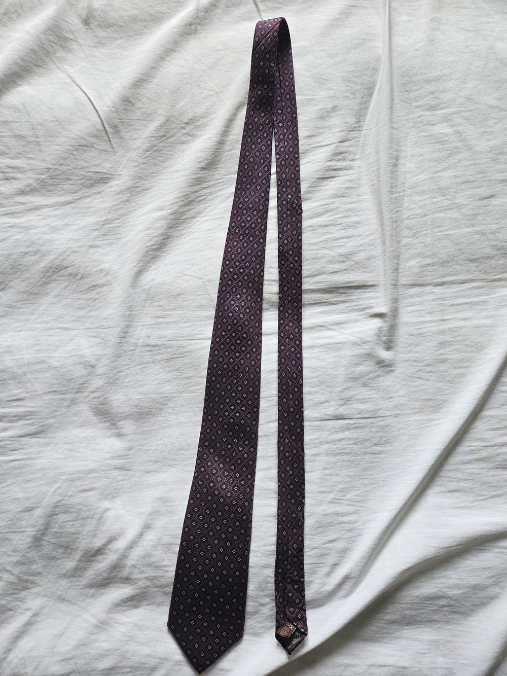 Lanvin Burgundy Geometric Silk Necktie